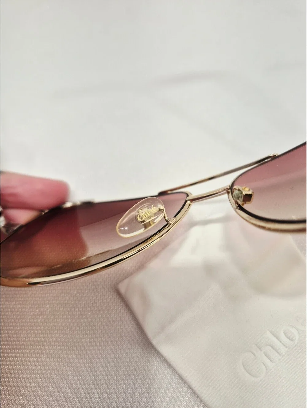 Chloe Eria Light Gold Aviator Women's Sunglasses NEW FLAWED